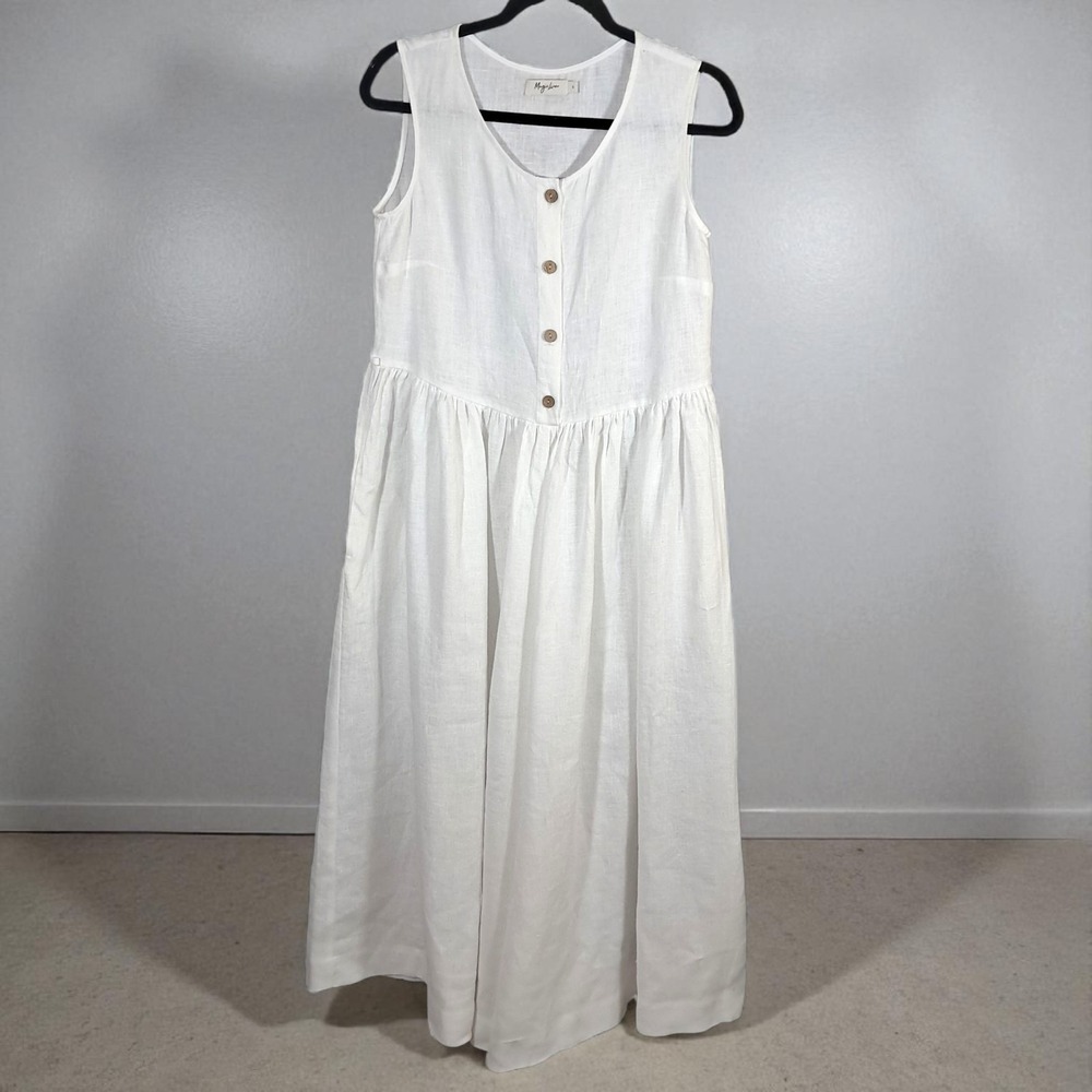 Magic‎ Linen Organic Linen Jumpsuit Small Wide Leg Minimalist Boho Chic Resort